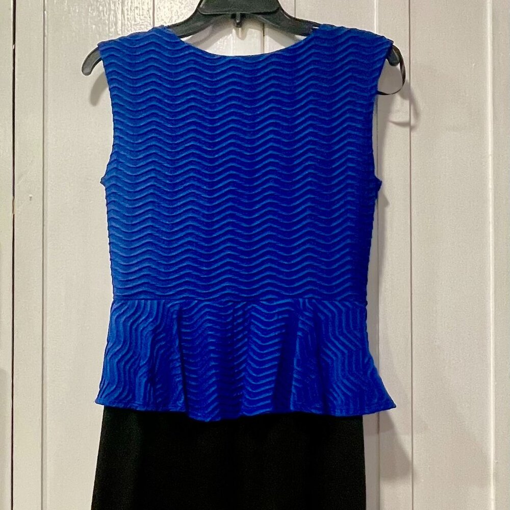 Super Cute Enfocus Studio Peplum Dress Size 6 Royal Blue $ Black Work Wedding